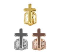 Abaodam 3pcs Teeth Accessories Cross Shaped Hip-hop Fake Canine Teeth Copper Decorative for Photo Shoot and Music Concert