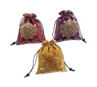 Abaodam 3pcs Tibetan Singing Bowl Brocade Storage Bags Jewelry Organizer Case Drawstring Pouches for Travel Party Necklace Earring