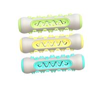 Abaodam 3pcs Tpr Dog Chew Durable Puppy Teeth Cleaning Toothbrush Bone for Anxiety Relief and Dental Care Lake Blue Green Yellow