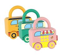 Abaodam 3Pcs Unlock with Safe Plastic Material Cartoon Sliding Bus and Ice Cream Car Shapes Early Learning Fine Motor Skill Development Playthings for Years Birthday