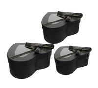 Abaodam 3pcs Valentine’s Day Heart Shaped Boxes with Lid, Black Paper Packaging for Flower Arrangements, Chocolate, and Party Decorations