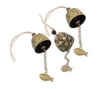 Abaodam 3pcs Vintage Feng Shui Wind Chimes Metal Hanging Decor with Dragon Fish Carved Bells for Garden Patio Door Luck Charm for Peace and Harmony