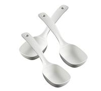 Abaodam 3pcs White Multipurpose Soup Spoons with Long Handle, Comfortable to Hold Pp Material Ladles for Serving Porridge, Soup, and Cooking in Kitchen