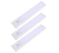 Abaodam 3pcs Wireless Under Cabinet Lighting with Motion Sensor, Rechargeable LED Strip Lights in White, Ultra Aluminum Alloy with Dimmable Flickerfree Illumination, for Cabinets