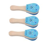 Abaodam 3pcs Wooden Animal Castanets Percussion Instrument Lightweight Easy Grip Soundboard for Early Music Learning and Cognitive Development