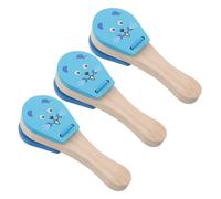 Abaodam 3pcs Wooden Castanet for Natural Non Toxic Wood Percussion Instruments with Mouse Pattern Lightweight Hand Clappers for Early Education Parent Interaction Fine Motor Skill
