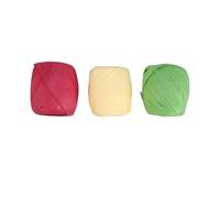 Abaodam 3rolls Natural Raffia Straw Twine String Each Eco-Friendly Craft Rope for Gift Packaging DIY Art Projects Wedding Decorations in Army Green Light Yellow Red