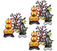 Abaodam 3sets Halloween Inflatable Balloons Party Props with Pumpkin Stack Dead Tree Witch Foil Decorations for Holiday Party Supplies and Standing Halloween Decor