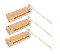 Abaodam 3sets Wood Block Instrument Musical Percussion Orff Instrument Solid Hardwood Rhythm Sticks for Boys and Girls Early Music Learning Xylophone Toys