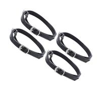 Abaodam 4 Pairs Adjustable Elastic Pu Leather High Heel Shoe Straps with Beaded Anklet Detachable Grip Bands for Women’s Black Mirror Heels Support