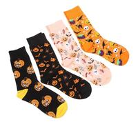 Abaodam 4 Pairs Halloween Funny Socks for Men Women Halloween Present - Pumpkin, Black Cat, Bat, Ghost Cartoon Socks for Winter Festival Party - Cotton Assorted Colors Comfortable Breathable