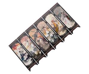 Abaodam 4-panel Chinese Screen Resin Decorative Piece Traditional Chinese Culture Antique Style Wooden Material Delicate Design for Holiday Party Display