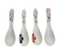 Abaodam 4 Pcs Ceramic Soup Spoons Set Beige Kitchen Spoons Not Easy to Stick Sturdy for Home and Dining Use