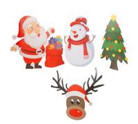Abaodam 4 Pcs Christmas Theme Yard Sign Snowman Santa Clause Plastic Vivid Pattern Party Front Yards Christmas Outdoor Sign