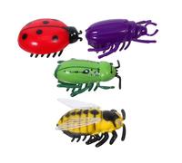 Abaodam 4 Pcs Electric Simulation Insect Auto Walking Mini Bugs with Button Battery Interactive Moving Pet Teaser for Cats Vivid Battery Operated Bug Mixed Styles