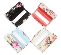 Abaodam 4 Pcs Floral Lipstick Case with Mirror Small Portable Holder Bags for Women Button Closure Organizer for Standard Lipstick Tubes in Black White Pink Blue