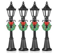 Abaodam 4 Pcs Mini Street Lights Model Christmas Gas Lanterns Christmas Lamp Posts Miniature Village Accessories Plastic Sturdy Micro Doll House Decorative