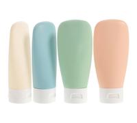 Abaodam 4 Pcs Portable Silicone Travel Bottles 60ml Lightweight Refillable Containers with Assorted Colors and Carry Bag, for Handbag Or Cosmetic Bag Storage Random Color