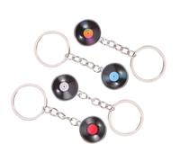 Abaodam 4 Pieces Vintage Vinyl Record Metal Keychains Set, Lightweight Retro Phonograph Key Rings for Bag, Purse, Party Favors, Decorative Key Accessories