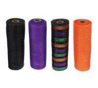 Abaodam 4 Rolls Halloween Mesh Ribbon for Wreaths and DIY Decoration, Flexible Plastic Mesh Roll Unique Bow Design, for Themed Weddings and Dances