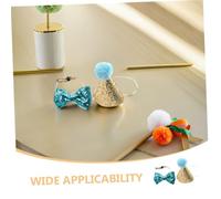 Abaodam 4 Set Pet Birthday Party Decoration Kit for Small Dogs Cats and Rabbits Sequins Pom Pom Hat with Bowtie Collar Compatible Festive Accessories for Kitten Puppy Poodle Celebration