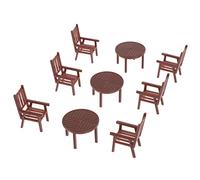 Abaodam 4 Sets Miniature Dollhouse Furniture, Plastic Table and Chair Set, 1:50 Scale, Brown, Mini House Living Room Decor Accessory