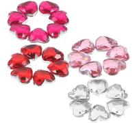 Abaodam 400pcs Flat Back Heart Rhinestones Acrylic Craft Embellishments Bulk for Valentine DIY Jewelry Decorations, Mixed Light Red Pink Rose Red White Colors