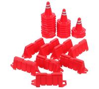 Abaodam 40pcs Mini Road Safety Cones for Educational DIY Sand Table Accessories with Red PP Cones and Water Barricades Traffic Models for Role Play Spatial Imagination and Problem Solving