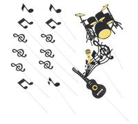 Abaodam 40pcs Music Theme Cake Toppers with Guitar Music Note Microphone Designs Easy to Use Reusable Paper Decorations for Parties and Birthdays