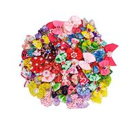 Abaodam 40pcs Pet Hair Bows Elastic Topknot Hair Ties for Dogs and Cats Soft Stretchy Multi Color Grooming Accessories for Braids Tails and Knots Durable Comfortable Decoration