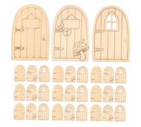 Abaodam 45pcs Mini Wooden Fairy Doors for Trees Outdoor Unpainted DIY Craft with Tiny Windows and Mushroom Designs Natural Wood for Dollhouses Gardens and Micro Landscape Decorations