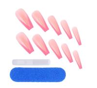 Abaodam 48pcs Long Coffin False Nails Press on Nail Tips in Ballet Pink Abs Material Easy to File and Trim for DIY Home Art and Social Occasions