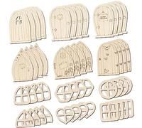 Abaodam 48Pcs Unpainted Wooden Fairy House Doors DIY Craft Kit for Adults Durable Blank Fairy Garden Doors for Painting and Decoration Premium Wear Resistant Material Educational Creative