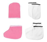 Abaodam 4pairs Moisturizing Hand and Thickened Foot Care Gloves Covers for Paraffin Wax Therapy Reusable Exfoliating Gloves and Foot Covers for Dry Skin Treatment and Nighttime Hydration
