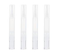 Abaodam 4pcs 5ml Lip Gloss Tubes Nail Oil Pens Cosmetic Containers with Brush Tips Plastic Refillable Concealer Tubes Portable for Professional and Personal Use