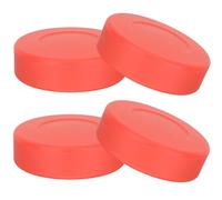 Abaodam 4Pcs Adjustable Hardness Red Matte PVC Hockey Practice Pucks Official Regulation Rubber Ice Hockey Training Pucks for On-Ice and Off-Ice Use in Skills Development