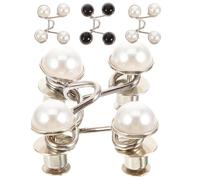 Abaodam 4Pcs Adjustable No-Sew Jean Buttons Waist Tightener Clips Detachable Metal Waist Buckle Extenders for Pants Practical Button for Loose Jeans Small Black White Pearl Set