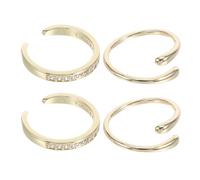 Abaodam 4pcs Adjustable Open Toe Rings Set for Women Lightweight Boho Foot Jewelry with Rhinestone and Beach Summer Vacation Accessory