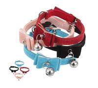 Abaodam 4pcs Adjustable Pet Collar with Bell Stylish Bow Collar for Cats Dogs for Festivals Parties Celebrations Wear Resistant Neck Decor Black Deep Pink Light Blue