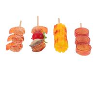 Abaodam 4pcs Artificial Barbecue Model Set for Pretend Play, Mini Plastic Grill Food Including Shrimp, Corn, Onion, and Scallop Skewers, Realistic Fake Food Props for Kitchen and Party