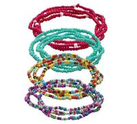 Abaodam 4Pcs Beaded Waist Chain Handmade Glass Seed Beads Belly Jewelry for Women African Style Summer Beach Bikini Accessories