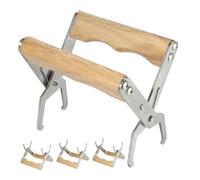 Abaodam 4pcs Bee Hive Frame Holder with Wooden Handle Stainless Steel Grip Tool for Beekeepers Beekeeping Equipment Secure Frame Handling Honey Harvesting Supplies