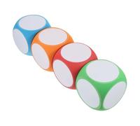 Abaodam 4Pcs Blank Foam Dice Erasable Rounded Cubes for DIY Drawing and Writing Educational for Red Orange Blue Green Reusable Party Decoration and