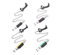 Abaodam 4Pcs Carp Fishing Alarm Indicators Set with Chain Tensioners, No Light Bite Alarms in Red, Green, Blue, Yellow for Anglers and Outdoor Fishing Accessories