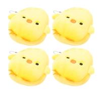 Abaodam 4pcs Cartoon Plush Yellow Chicken Coin Purse Set, Animal-Shaped Easter Wallets for Women, Lovely Small Chicken Shape Change Pouch with Random Foot Color Random Color