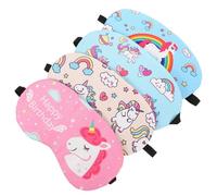 Abaodam 4pcs Cartoon Unicorn Sleeping Eye Masks Set Soft Portable Eye Shades for Travel Office Nap Light Blocking Covers in Dark Blue Rose Red Light Pink and Blue