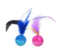 Abaodam 4Pcs Cat Ball with Built in Bell Feathered Lightweight Compact Balls for Indoor Cats Exercise and Play Includes Blue and Pink