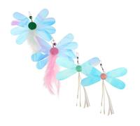 Abaodam 4pcs Cat Teaser Fluttery Refills Durable Interactive Plume Attachments for Indoor Cats Replacement Heads with Butterfly Dragonfly Designs Engaging Play for Pouncing and Chasing