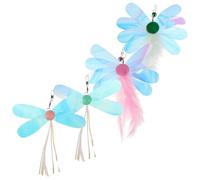 Abaodam 4pcs Cat Teaser Interactive Plume Refills Sequin Butterfly and Dragonfly for Indoor Cats Colorful Green and Pink Replacement Tips for Kitten Play