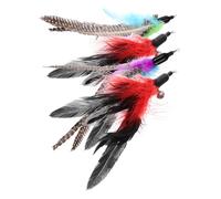 Abaodam 4pcs Cat Teaser Wand Refills Replacement Plume with Pearl and Black for Interactive Play Cat Stick Accessories